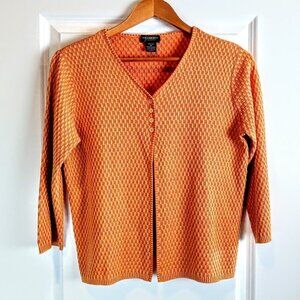 Juliana Collezione Golden Orange Silk Knit Cardigan Sweater
